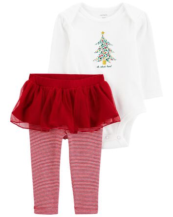 Baby 2-Piece Christmas Bodysuit & Tutu Pant Set, 