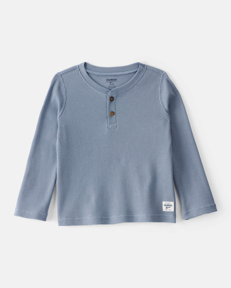 Toddler Boy Long-Sleeve Henley Shirt - Blue, image 1 of 3 slides