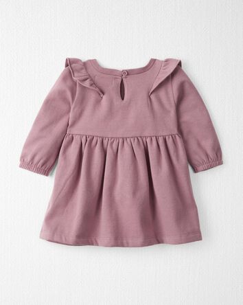 Baby Long-Sleeve Ruffle Dress Made with Organic Cotton in Desert Mauve, 
