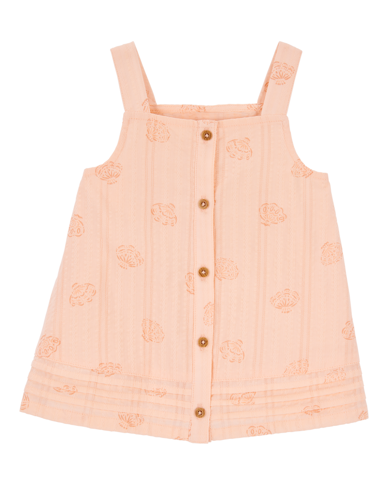 Toddler Seashell Cotton Tank - Coral, image 1 of 3 slides
