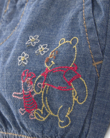 Baby Girl Disney&copy; Winnie the Pooh Chambray Embroidered Bubble Shorts - Medium Wash, 