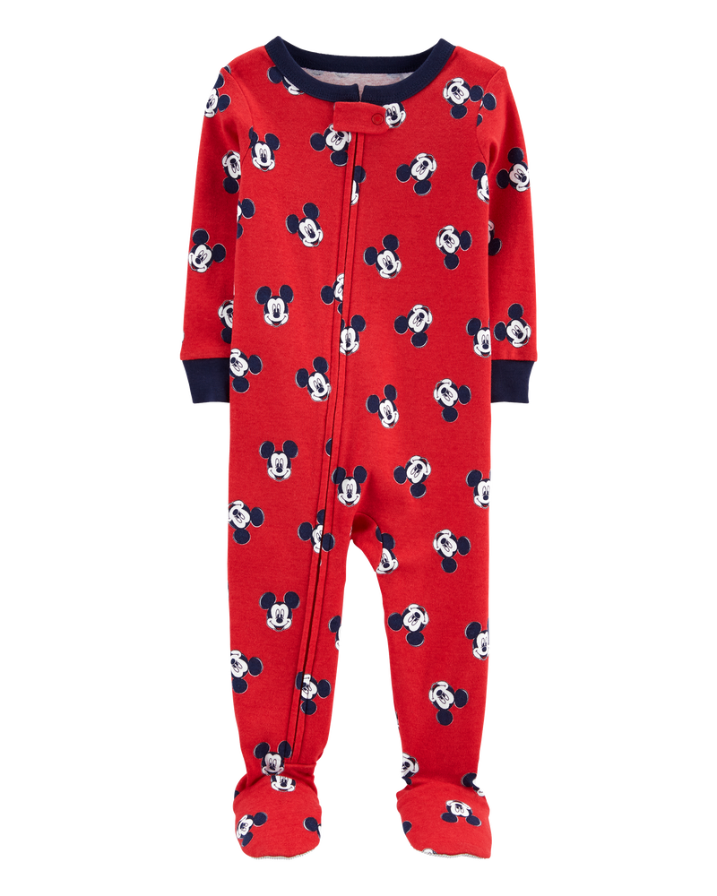 Toddler 1-Piece Mickey Mouse 100%  Cotton Footie Pajamas, image 1 of 4 slides