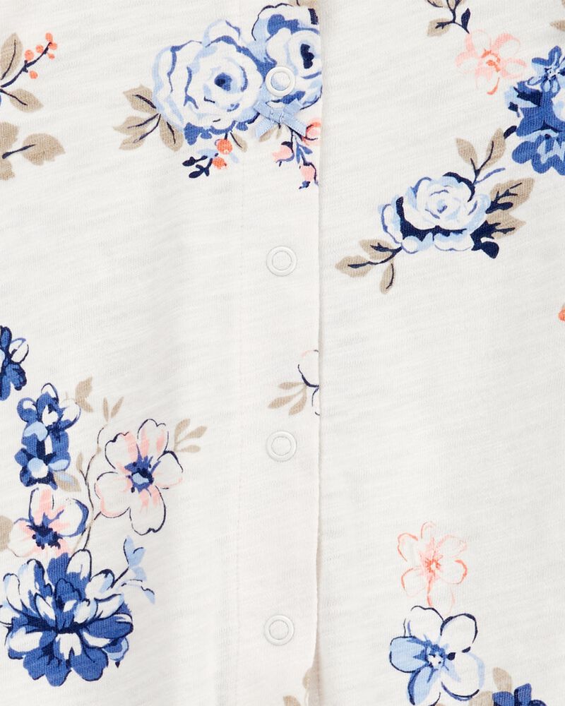 Baby 2-Piece Floral Snap-Up Sleep & Play Pajamas & Cap Set, image 2 of 3 slides