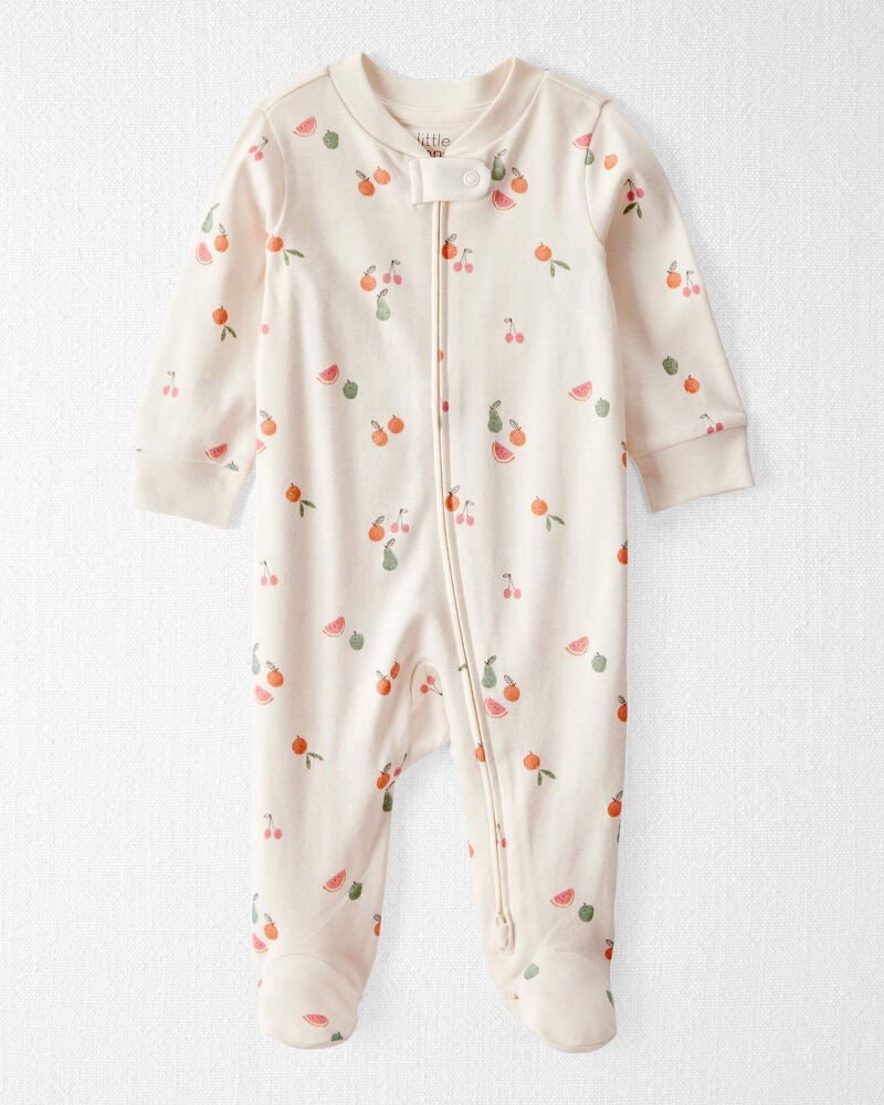 Baby Organic Cotton Fruit-Print Sleep & Play Pajamas, image 1 of 4 slides