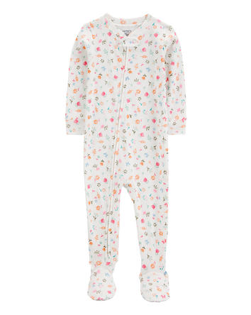 Baby Girl Floral Print Snug Fit Cotton Footie 1-Piece Pajamas, 