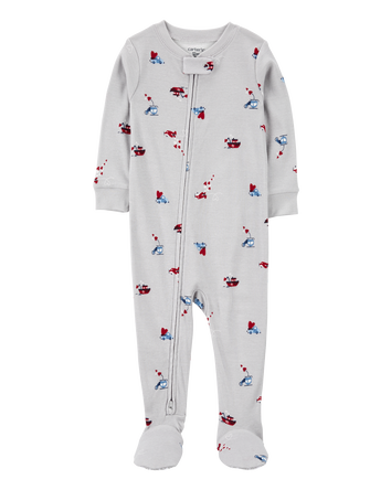 Toddler Heart Print Valentine's Day Cotton 1-Piece Pajamas, 