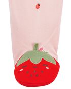 Baby Strawberry 2-Way Zip Cotton Sleep & Play Pajamas, image 2 of 4 slides