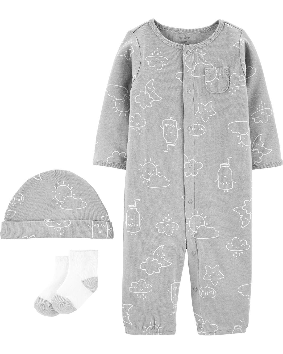 Grey Baby 3Piece TakeMeHome Converter Gown Set