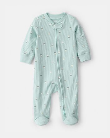 Baby Sailboat 2-Way Zip Sleep & Play Pajama - Green, 