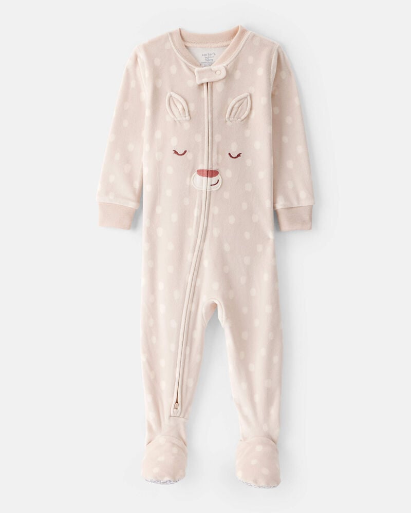 Baby Girl Deer Print Loose Fit Long-Sleeve 2-Way Zip - Brown, image 1 of 4 slides