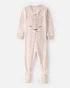Baby Girl Deer Print Loose Fit Long-Sleeve 2-Way Zip - Brown, image 1 of 4 slides