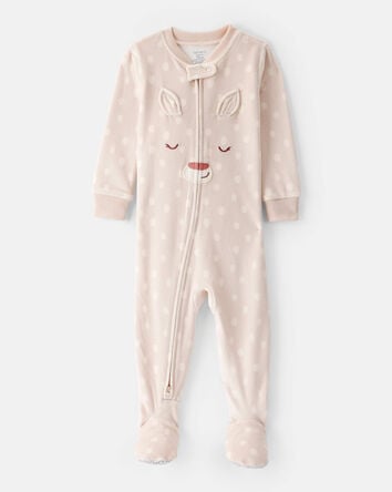 Baby Girl Deer Print Loose Fit Long-Sleeve 2-Way Zip - Brown, 