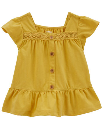 Baby Crochet Flutter Button-Front Shirt, 