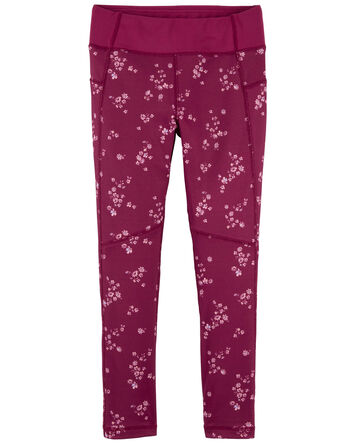 Kid Floral Print Active Leggings In BeCool™ Fabric, 