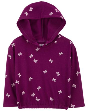 Toddler Butterfly Print Pullover Thermal Hoodie
, 