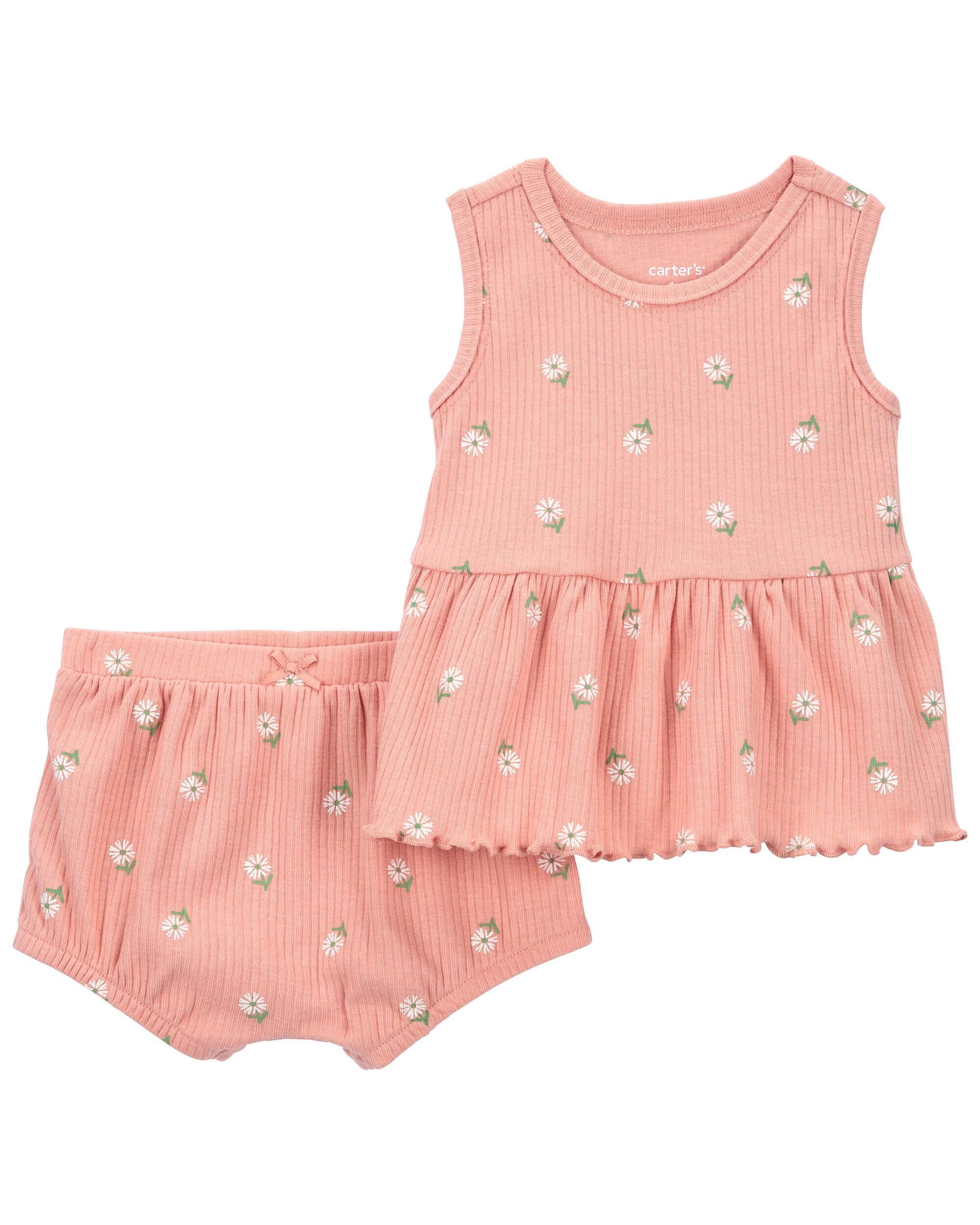 Pink Baby 2-Piece Floral Ribbed Outfit Set | oshkosh.com