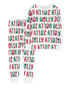 Toddler 2-Piece Christmas Holly Jolly Thermal Pajamas, image 1 of 3 slides
