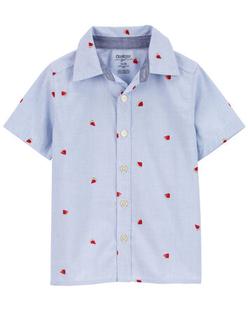 Toddler Watermelon Print Button-Front Shirt, 