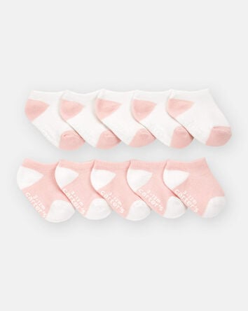 Baby 10-Pack No Show Socks - Pink/White, 
