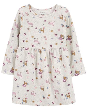 Toddler Critter Print Jersey Dress, 