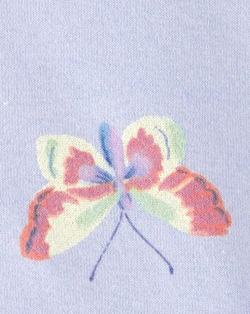 Butterfly Print Fleece Jacket, 