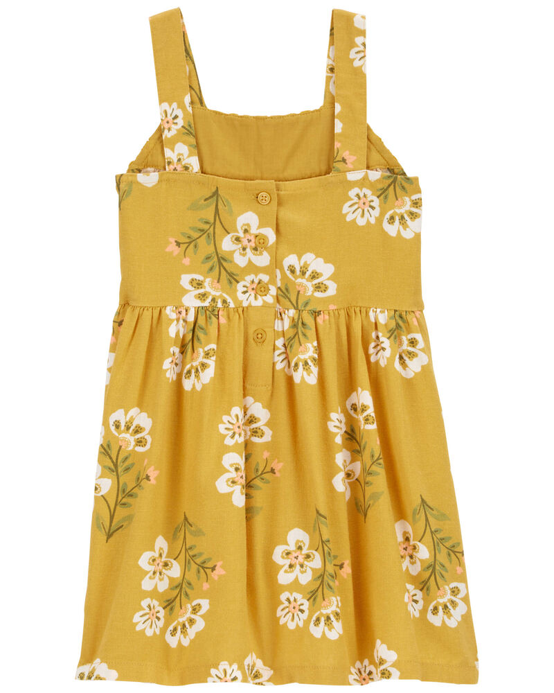 Toddler Floral Linen Dress, image 2 of 5 slides