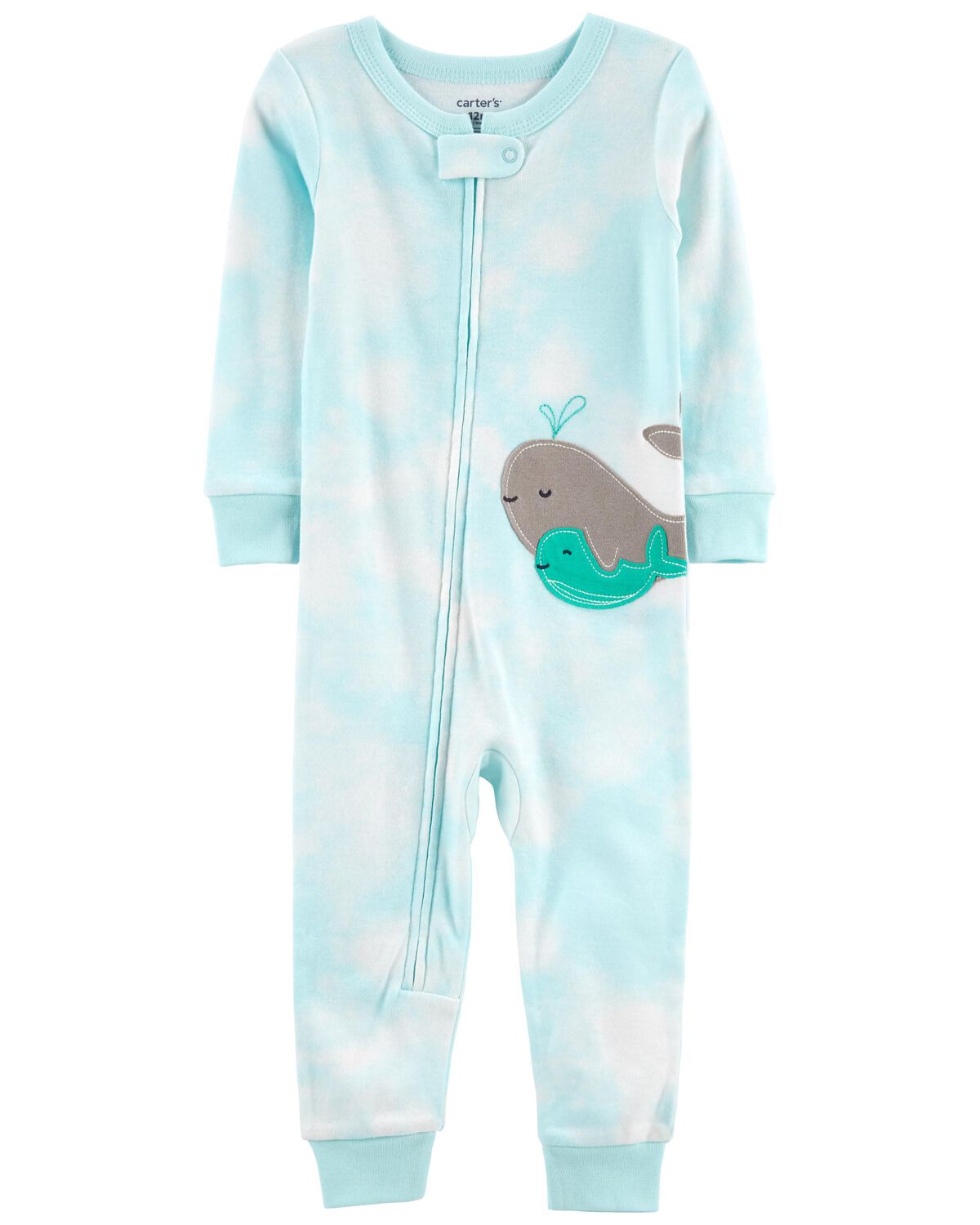 Blue Toddler 1Piece Whale 100 Snug Fit Cotton Footless Pajamas