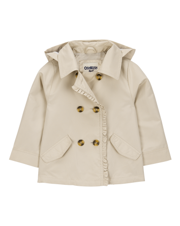 Toddler Ruffle Trench Coat - Khaki, 