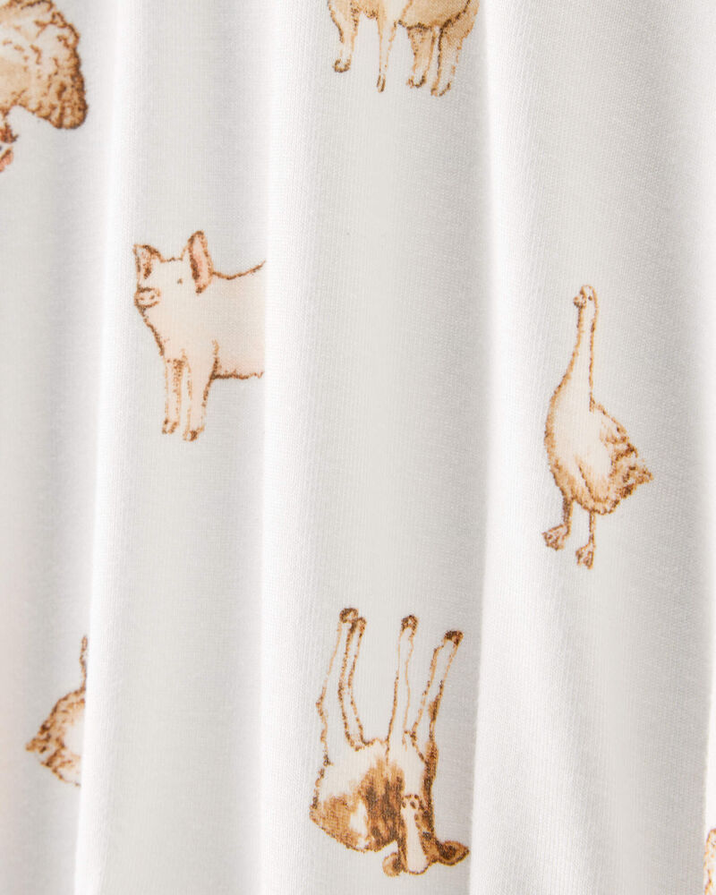 Baby Farm Animals Print PurelySoft Footie 1-Piece Pajamas - Ivory, image 2 of 5 slides