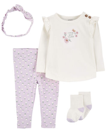Baby 4-Piece Floral Outfit Set, 