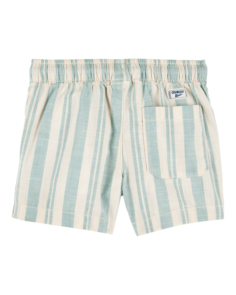Baby Striped Pull-On Shorts - Green/Cream, image 2 of 4 slides