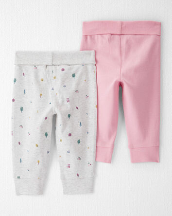 Baby Girl 2-Pack Organic Cotton Grow-With-Me Joggers, 