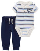 Baby 2-Piece Varsity Striped Bodysuit Pant Set, image 1 of 3 slides