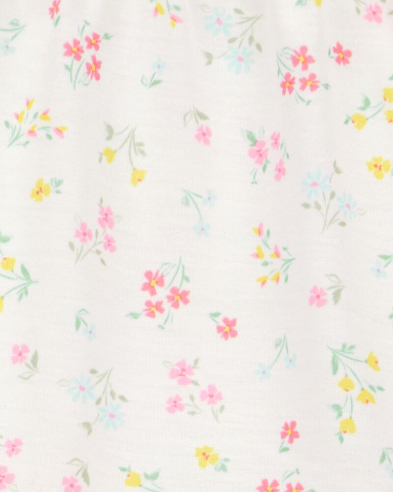Girls Floral Loose Fit 2-Piece Pajamas - White, image 2 of 3 slides