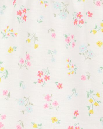 Girls Floral Loose Fit 2-Piece Pajamas - White, 