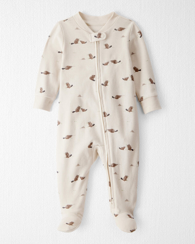 Baby Organic Cotton Sleep & Play Pajamas in Beavers' Creek Print, image 1 of 5 slides