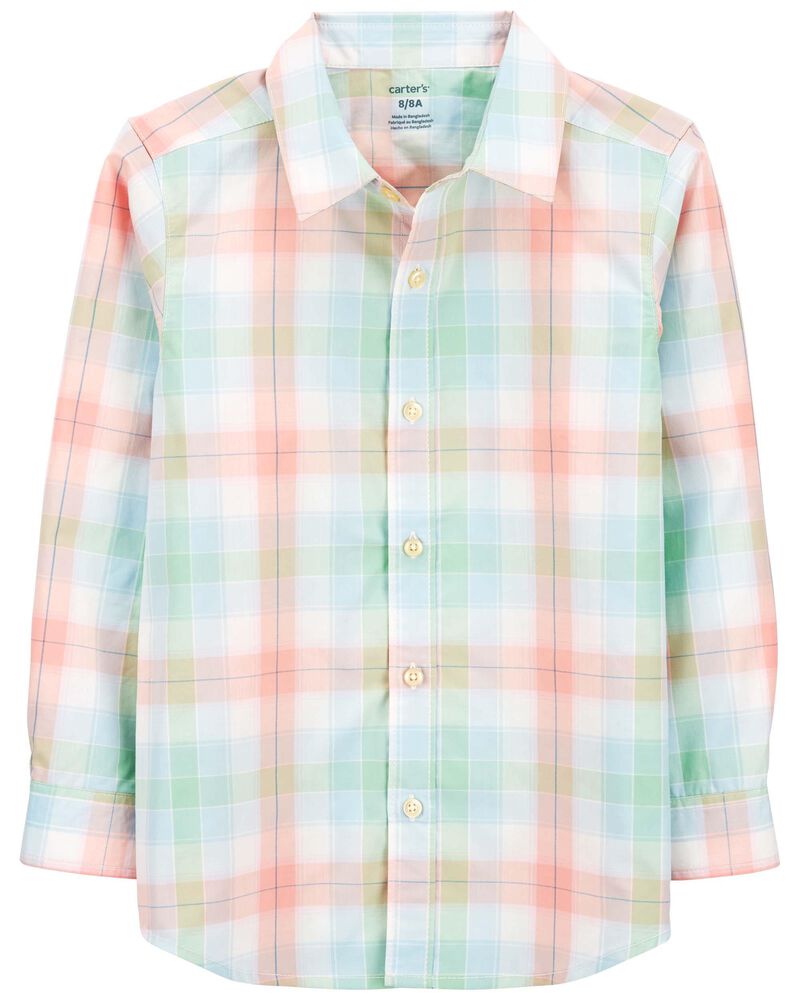 Kid Plaid Button-Front Shirt, image 1 of 3 slides