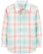 Kid Plaid Button-Front Shirt, image 1 of 3 slides