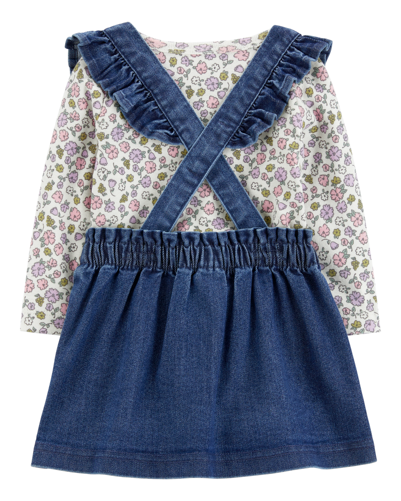 Baby 3-Piece Floral Long-Sleeve Tee & Jumper Set, image 2 of 6 slides