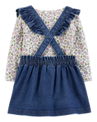 Baby 3-Piece Floral Long-Sleeve Tee & Jumper Set, image 2 of 6 slides