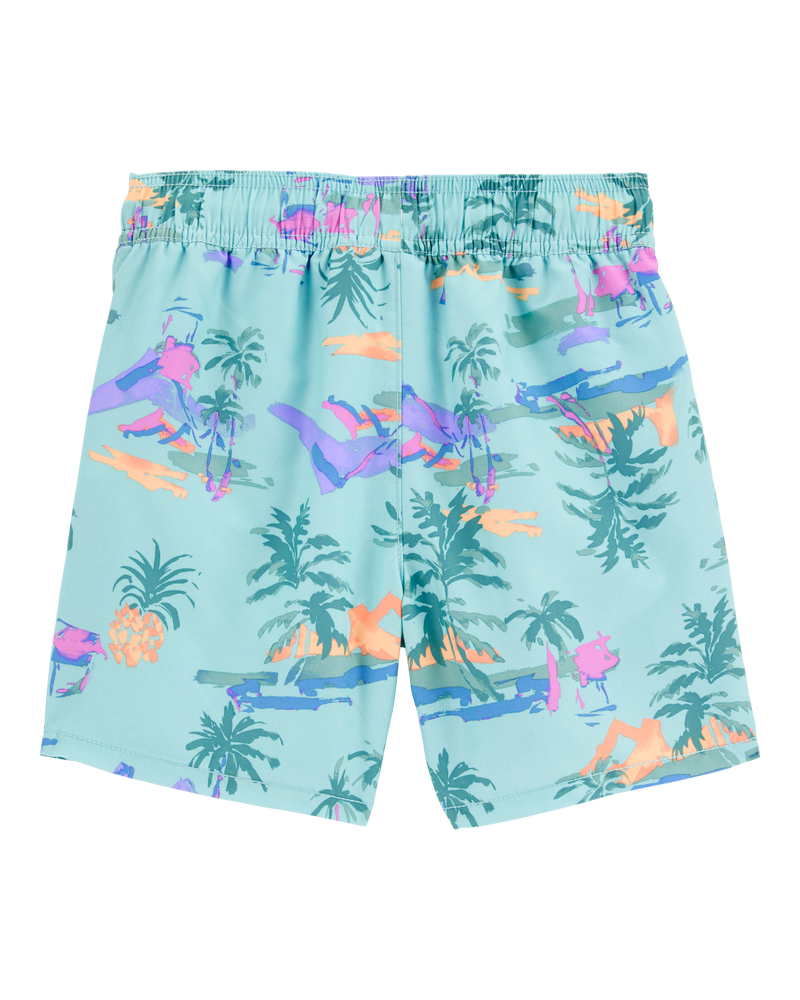 Kid Tropical-Print Pull-On Swim Trunks, image 2 of 4 slides