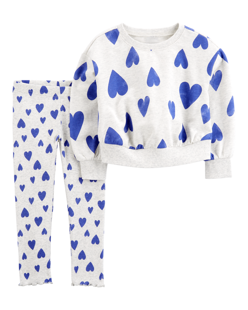 Toddler 2-Piece Heart Sweatshirt & Pant Set, image 1 of 3 slides