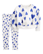 Toddler 2-Piece Heart Sweatshirt & Pant Set, image 1 of 3 slides