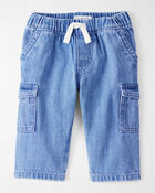 Baby Organic Cotton Chambray Cargo Pants, image 1 of 7 slides