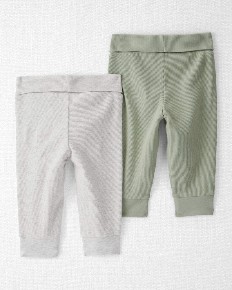 Baby Girl 2-Pack Organic Cotton Grow-With-Me Joggers, image 2 of 7 slides