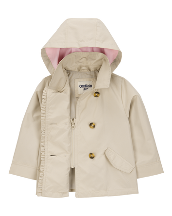 Toddler Ruffle Trench Coat - Khaki, 