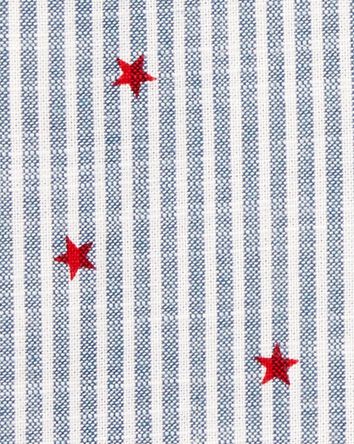Toddler Striped Star Print Button-Front Shirt, 