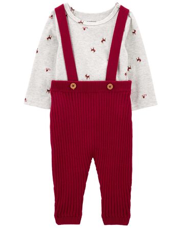 Baby 2-Piece Reindeer Bodysuit & Suspender Pant Set, 