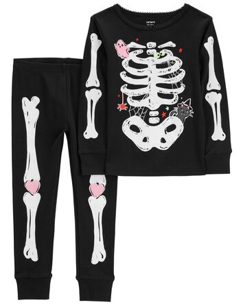 Toddler 2-Piece Glow Skeleton 100% Snug Fit Cotton Pajamas, 