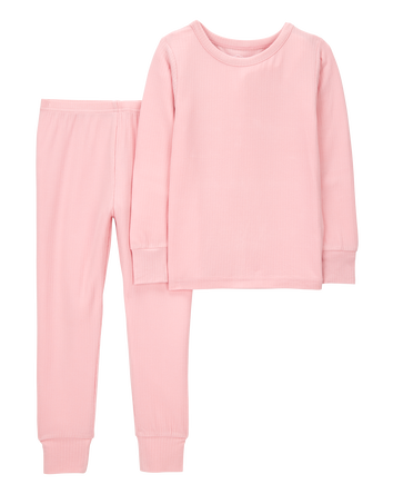 Toddler Girl Solid PurelySoft 2-Piece Pajamas - Pink, 